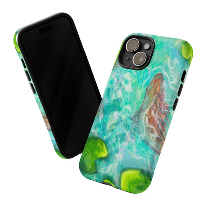 Watercolor Phone Case, Nature Lover Gift, Tough Phone Cover, Phone Accessory, Unique Design for Spring/Summer, Lily Pad, Fish Pond