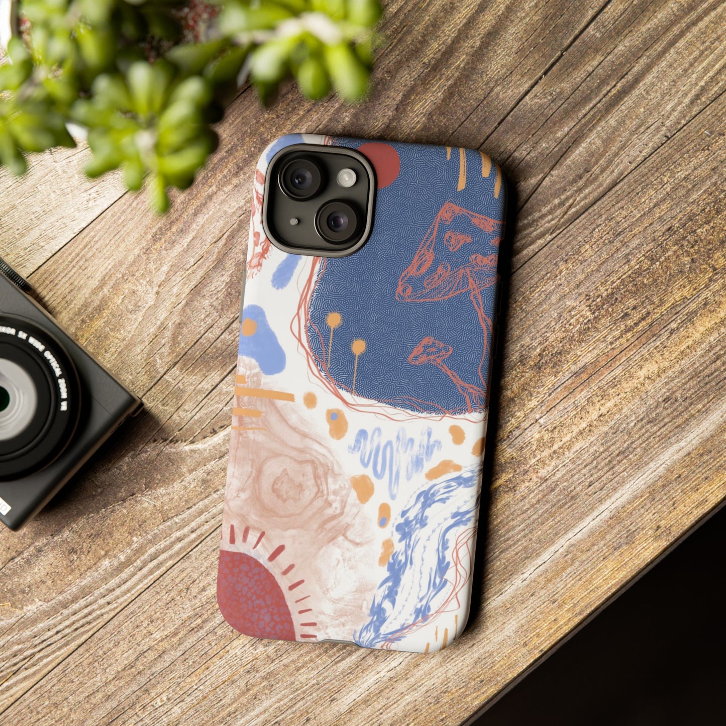 Artistic Phone Case with Abstract Design, Tough Phone Case, Unique Gift, Trendy Accessories, Modern Art Case, Stylish Tech Gear
