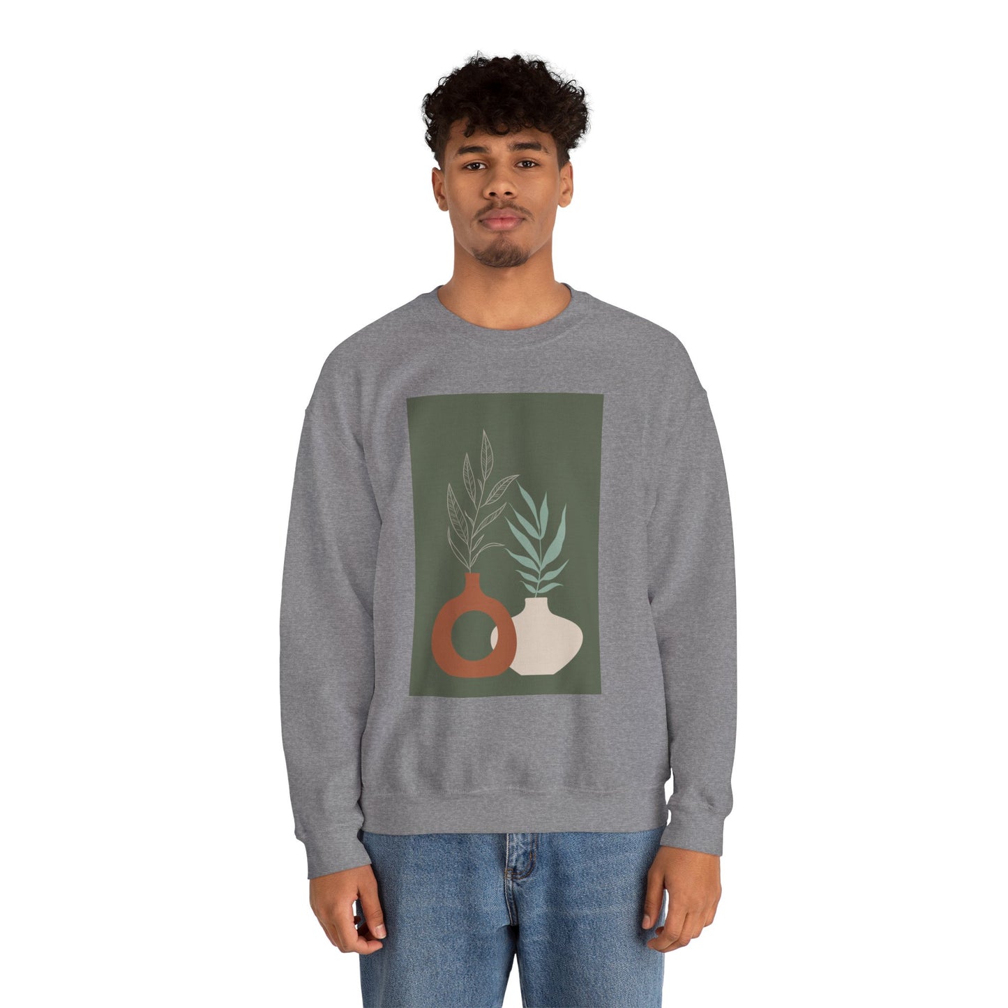 Botanical Minimalist Crewneck Sweatshirt, Cozy Unisex Pullover, Nature-Inspired Gift, Fall Fashion, Comfortable Layering Piece