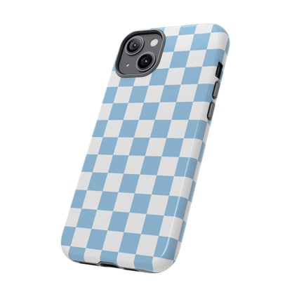 Blue Checkered Phone Case, Tough Phone Cover, Stylish Mobile Protector, Unique Gift for Him/Her, Trendy Accessories for Holidays