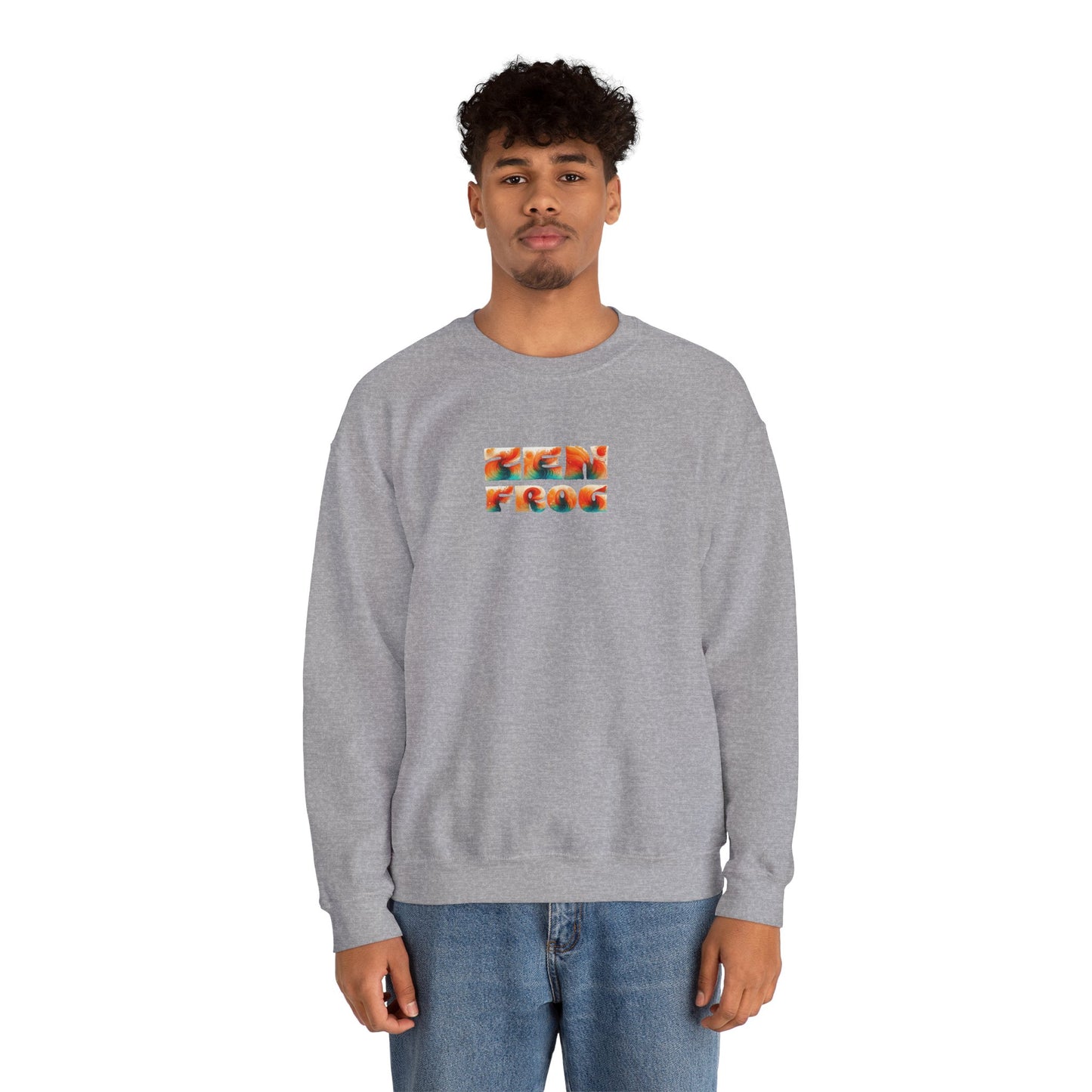 Zen Frog Crewneck Sweatshirt | Cozy Unisex Pullover for Relaxation, Ideal Gift for Nature Lovers, Perfect for Lounging and Casual Outings, Moon, Gift for Him, Gift for Her