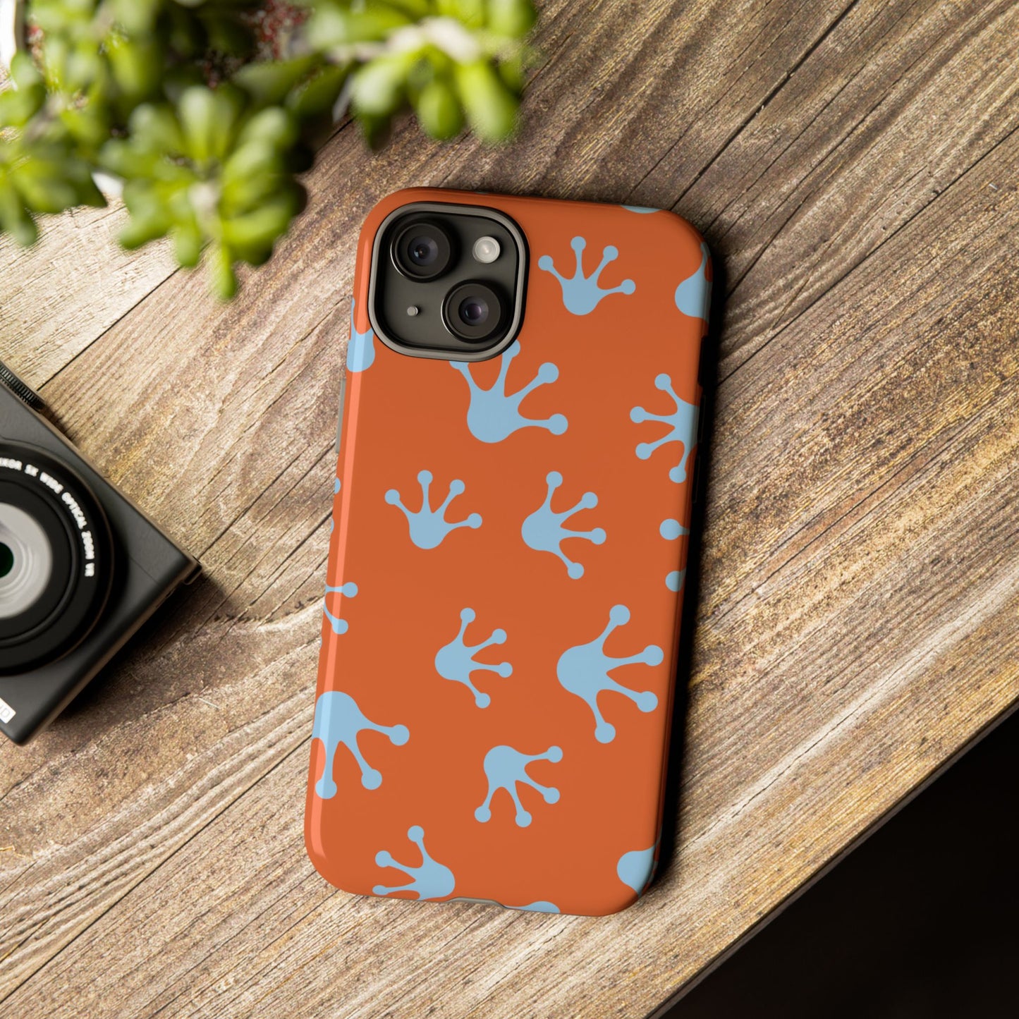 Frog Print Phone Case - Tough Cases, Orange Frog Design, Unique Gift, Fun Accessories, Vibrant Phone Cases, Cool Cases
