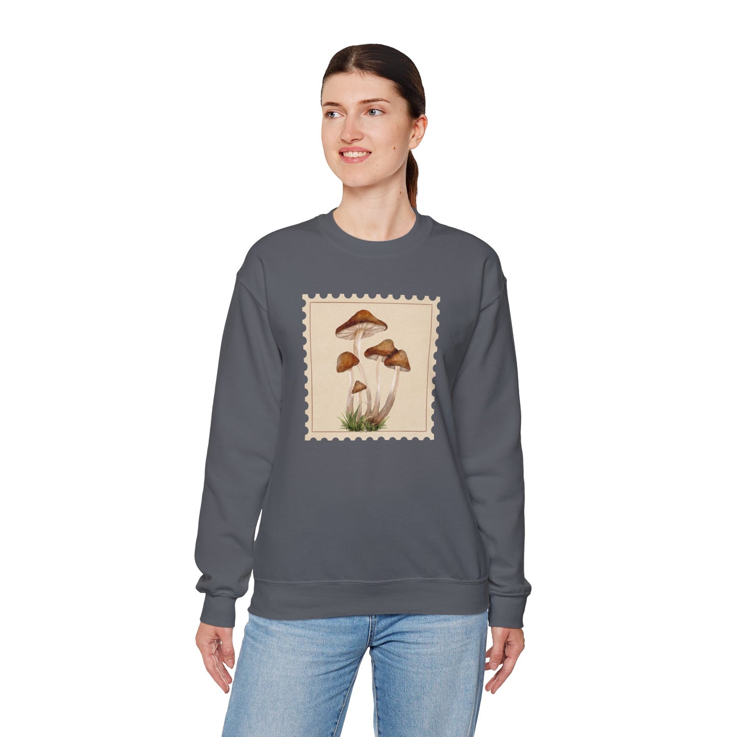 Mushroom Vibes Unisex Crewneck Sweatshirt - Cozy Fashion, Nature Lover Gift, Fall Outfit, Eco-Friendly Style, Perfect for Autumn, Artsy Sweatshirts, Premium, Nature-inspired Crewnecks