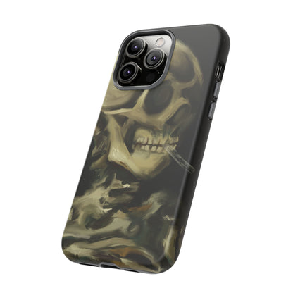 Skull Phone Case - Tough Cases, Macabre Style, Unique Accessories, Perfect for Halloween, Gothic Decor, Edgy Gift Idea | Van Gogh Reimagined, Abstract Twist on  Van Gogh's Skeleton with Burning Cigarette