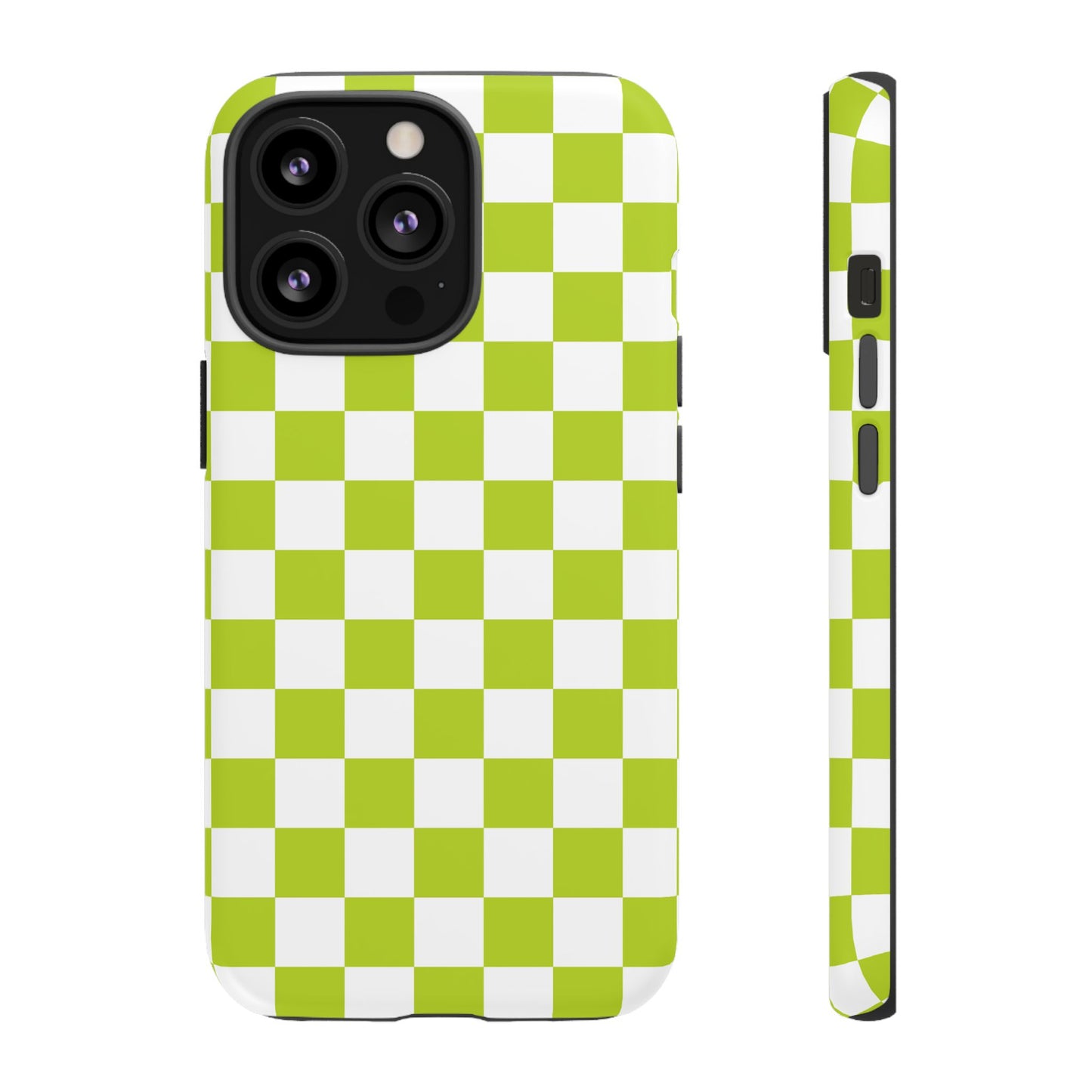 Lively Checker Pattern Phone Case | Tough Cases, Green Checkered Design, Unique Cell Phone Cover, Trendy Accessory, Gift Idea