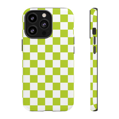 Lively Checker Pattern Phone Case | Tough Cases, Green Checkered Design, Unique Cell Phone Cover, Trendy Accessory, Gift Idea