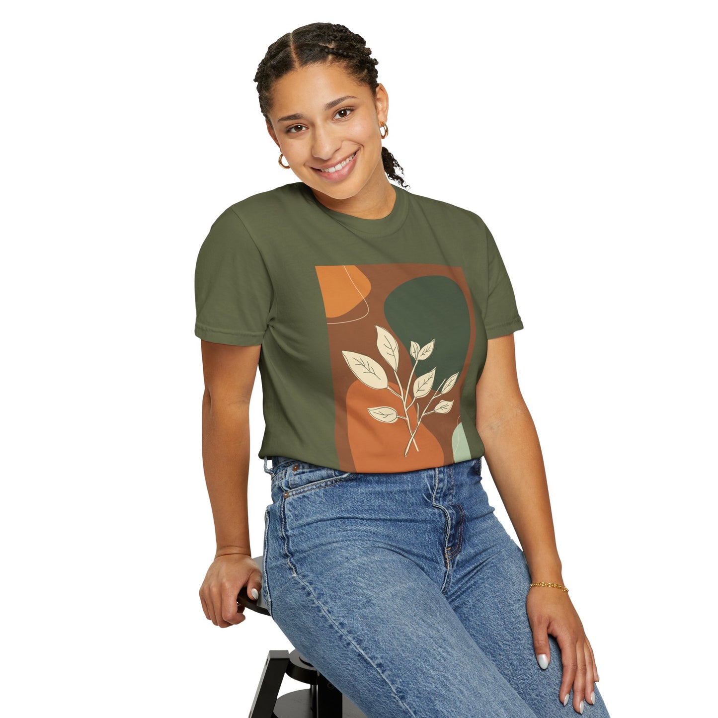 Boho Leafy T-Shirt, Unisex Short Sleeve Tee, Casual Wear, Earthy Aesthetic, Gifts for Nature Lovers, Comfortable Everyday Style