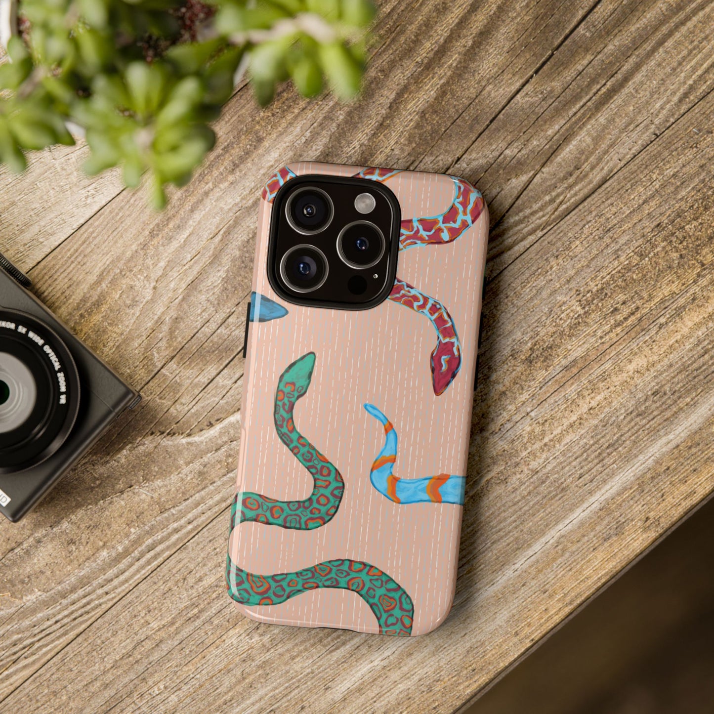 Colorful Snake Phone Case, Tough Phone Case, Unique Phone Cover, Animal Print Case, Gifts for Her, Trendy Accessories