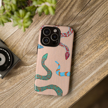 Colorful Snake Phone Case, Tough Phone Case, Unique Phone Cover, Animal Print Case, Gifts for Her, Trendy Accessories