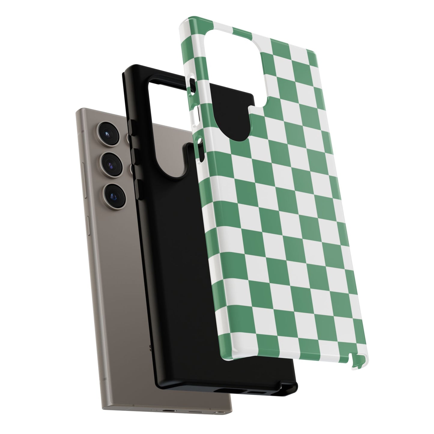 Stylish Phone Case - Green Checker Print, Trendy Phone Cover, Unique Gift, Modern Accessories, Eco-Friendly Case