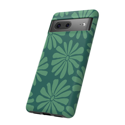 Stylish iPhone Case, Floral Phone Cover, Tough Phone Cases, Green Daisy Design, Unique Gift for Her, Spring Accessories