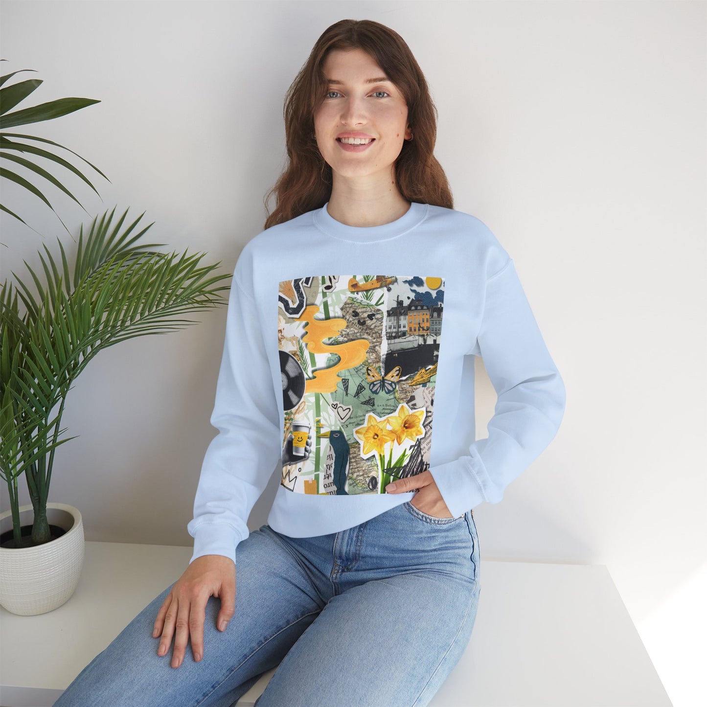Vibrant Art Sweatshirt for Creatives, Cozy Fall Layering, Gift for Artists, Unique Graphic Pullovers, Casual Everyday Wear, Abstract, Vintage, Collage, Crewneck, Cool Hoodies
