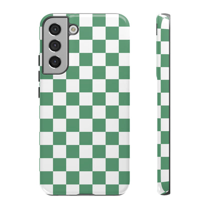 Stylish Phone Case - Green Checker Print, Trendy Phone Cover, Unique Gift, Modern Accessories, Eco-Friendly Case
