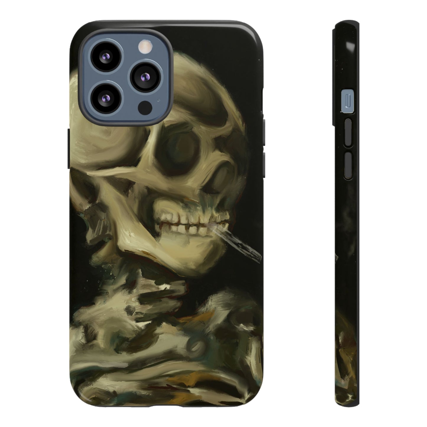 Skull Phone Case - Tough Cases, Macabre Style, Unique Accessories, Perfect for Halloween, Gothic Decor, Edgy Gift Idea | Van Gogh Reimagined, Abstract Twist on  Van Gogh's Skeleton with Burning Cigarette