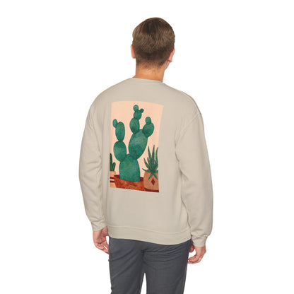 Cactus Art Crewneck Sweatshirt - Cozy unisex pullover, perfect for plant lovers, everyday wear, gifts for him/her, and casual outings