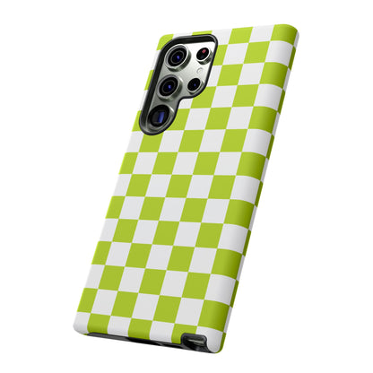 Lively Checker Pattern Phone Case | Tough Cases, Green Checkered Design, Unique Cell Phone Cover, Trendy Accessory, Gift Idea
