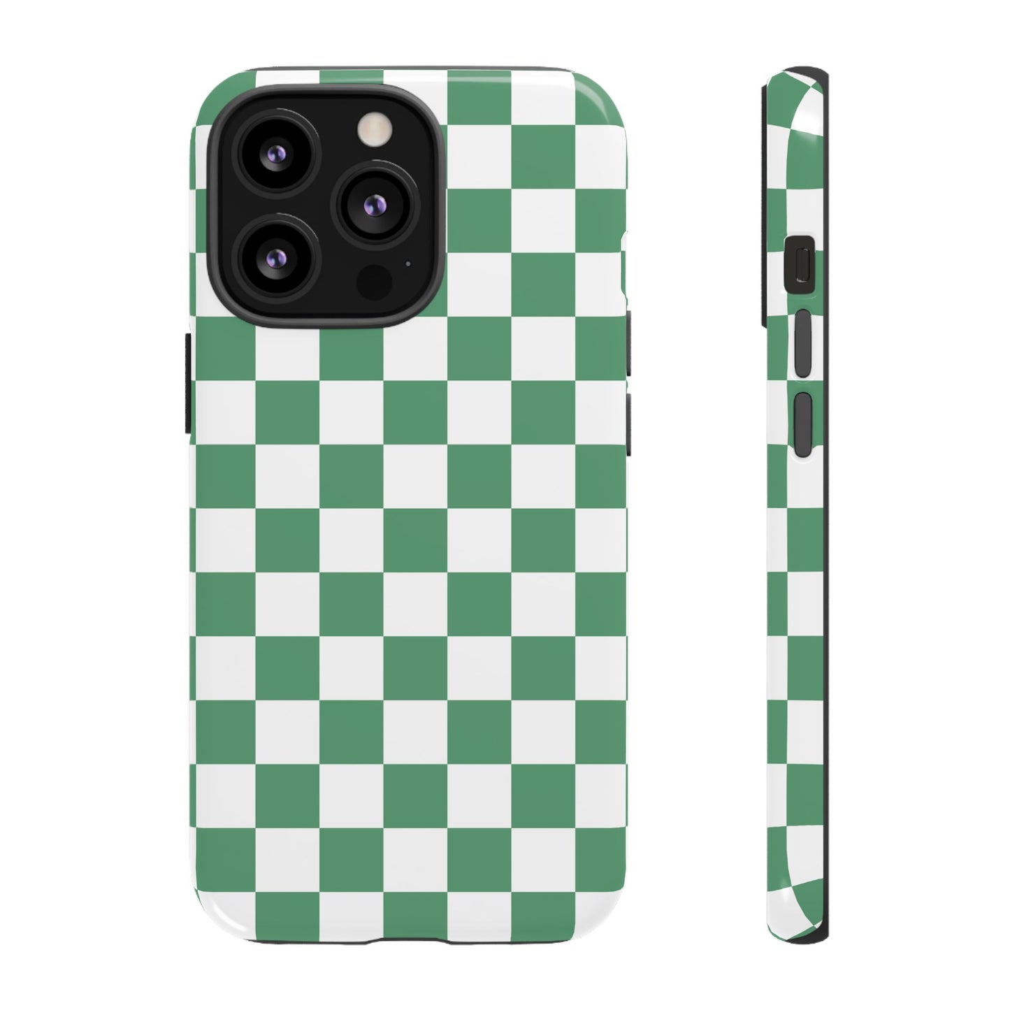 Stylish Phone Case - Green Checker Print, Trendy Phone Cover, Unique Gift, Modern Accessories, Eco-Friendly Case