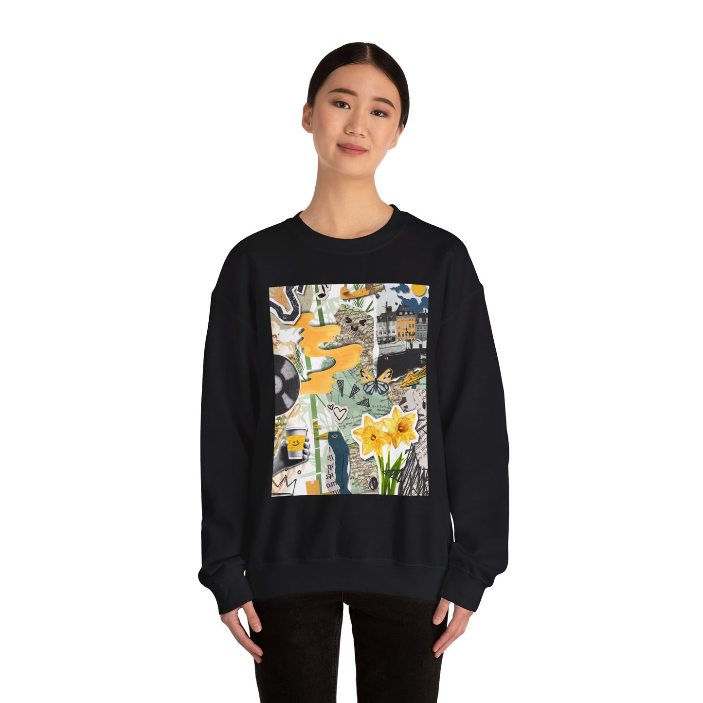 Vibrant Art Sweatshirt for Creatives, Cozy Fall Layering, Gift for Artists, Unique Graphic Pullovers, Casual Everyday Wear, Abstract, Vintage, Collage, Crewneck, Cool Hoodies