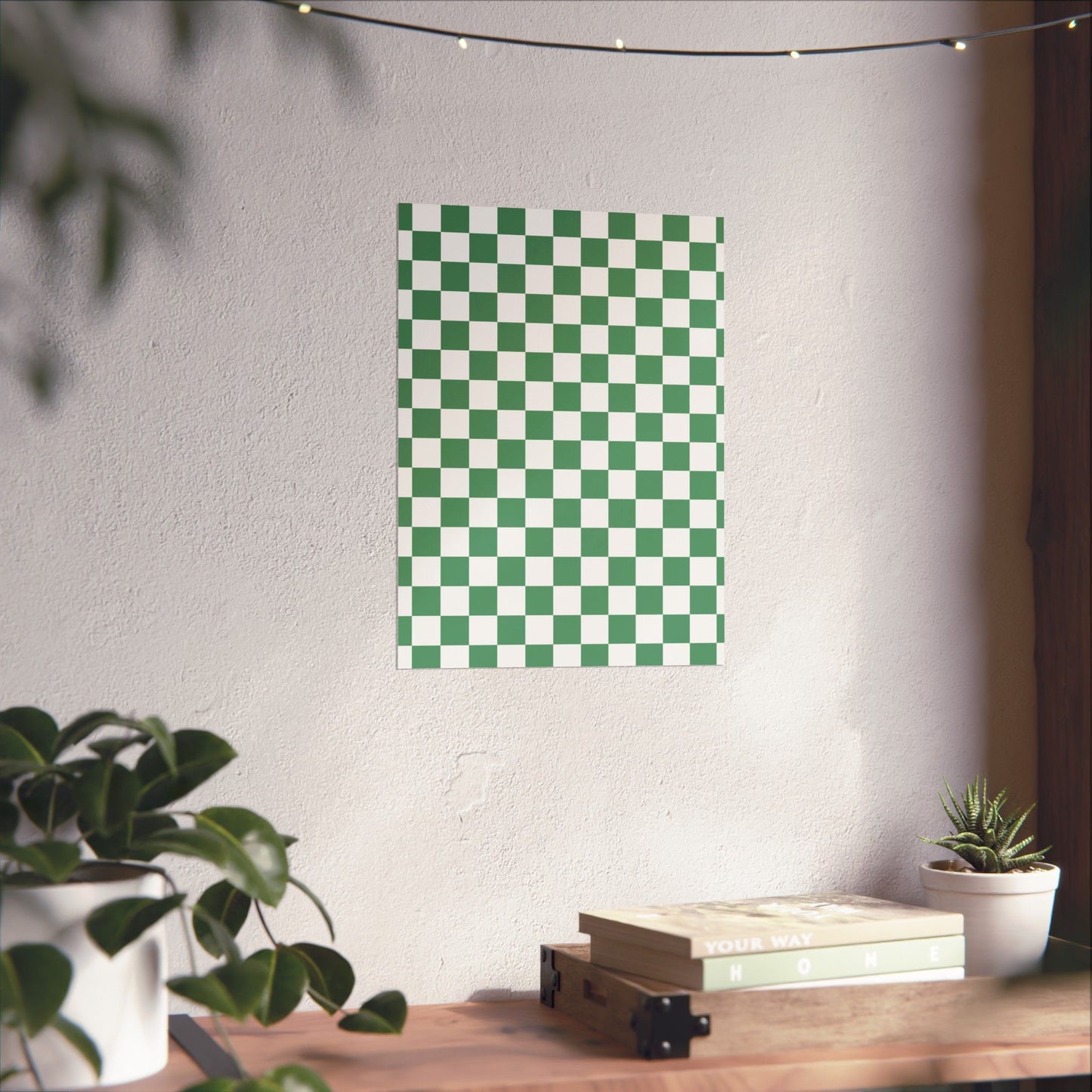 Green Checkerboard Matte Vertical Posters | Home Decor, Wall Art, Living Room Accent, Patterned Prints, Gift for Art Lovers