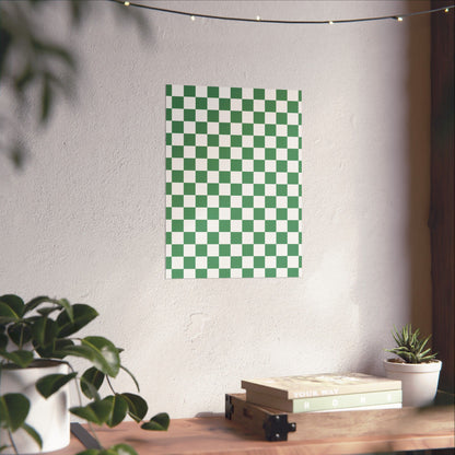 Green Checkerboard Matte Vertical Posters | Home Decor, Wall Art, Living Room Accent, Patterned Prints, Gift for Art Lovers