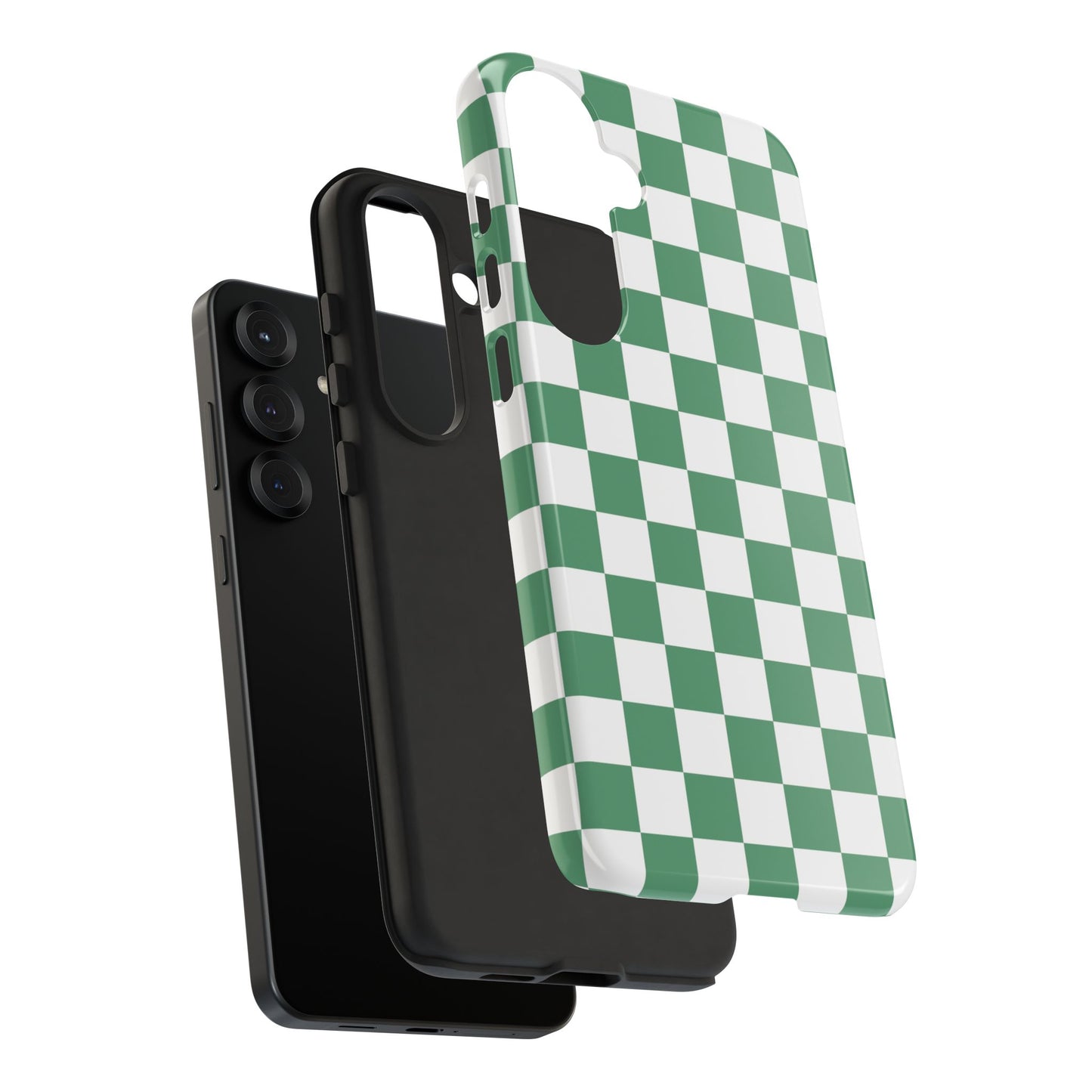 Stylish Phone Case - Green Checker Print, Trendy Phone Cover, Unique Gift, Modern Accessories, Eco-Friendly Case