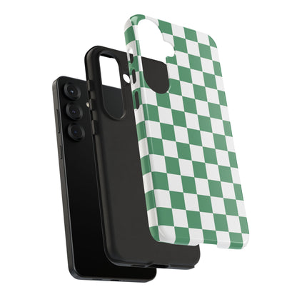 Stylish Phone Case - Green Checker Print, Trendy Phone Cover, Unique Gift, Modern Accessories, Eco-Friendly Case