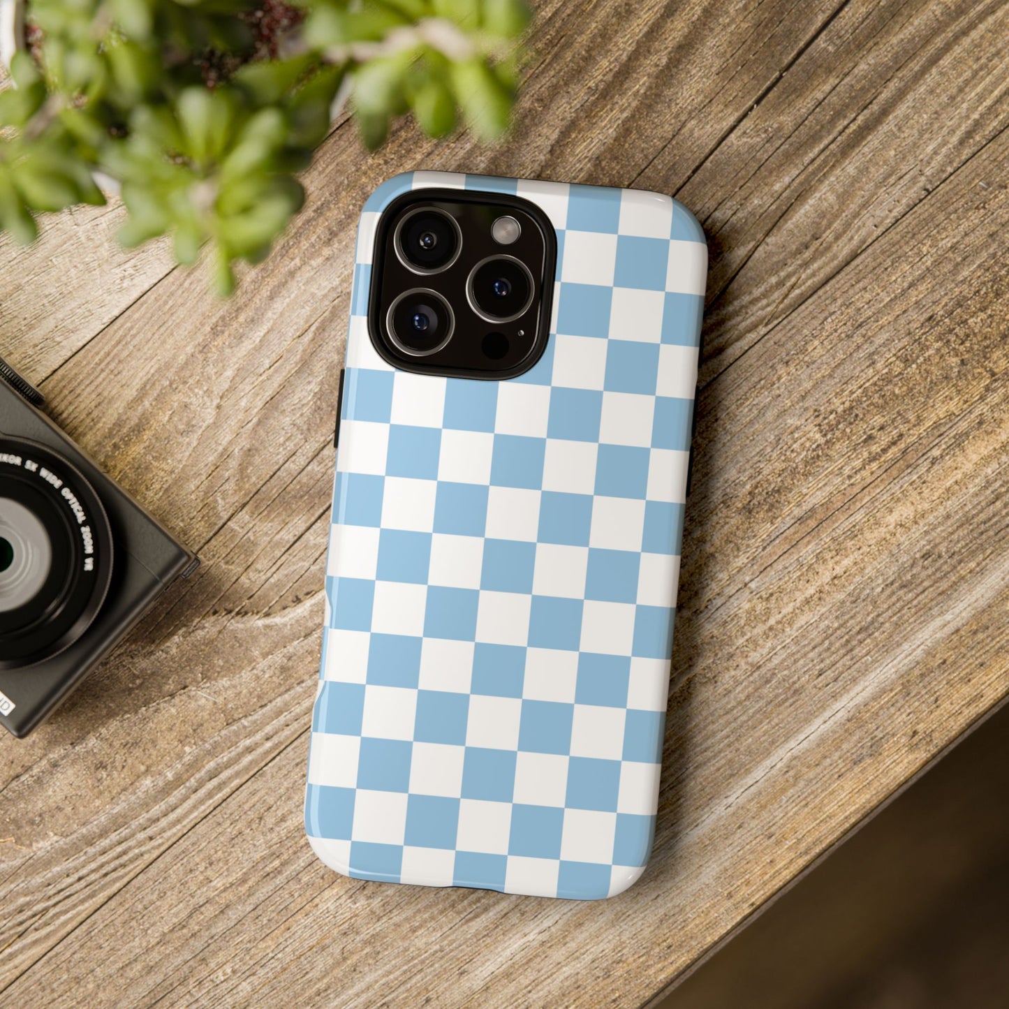 Blue Checkered Phone Case, Tough Phone Cover, Stylish Mobile Protector, Unique Gift for Him/Her, Trendy Accessories for Holidays