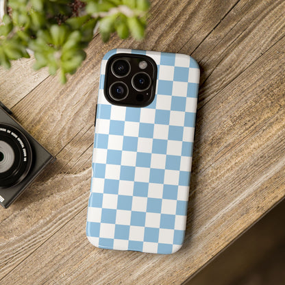 Blue Checkered Phone Case, Tough Phone Cover, Stylish Mobile Protector, Unique Gift for Him/Her, Trendy Accessories for Holidays