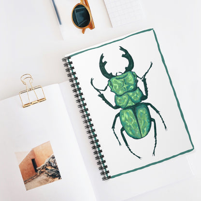 Green Beetle Spiral Notebook - Perfect for Nature Lovers, Journaling, and Eco-Friendly Gifts, School Supplies, Insect Enthusiasts