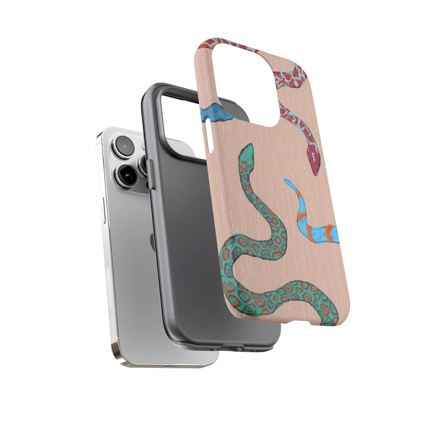 Colorful Snake Phone Case, Tough Phone Case, Unique Phone Cover, Animal Print Case, Gifts for Her, Trendy Accessories