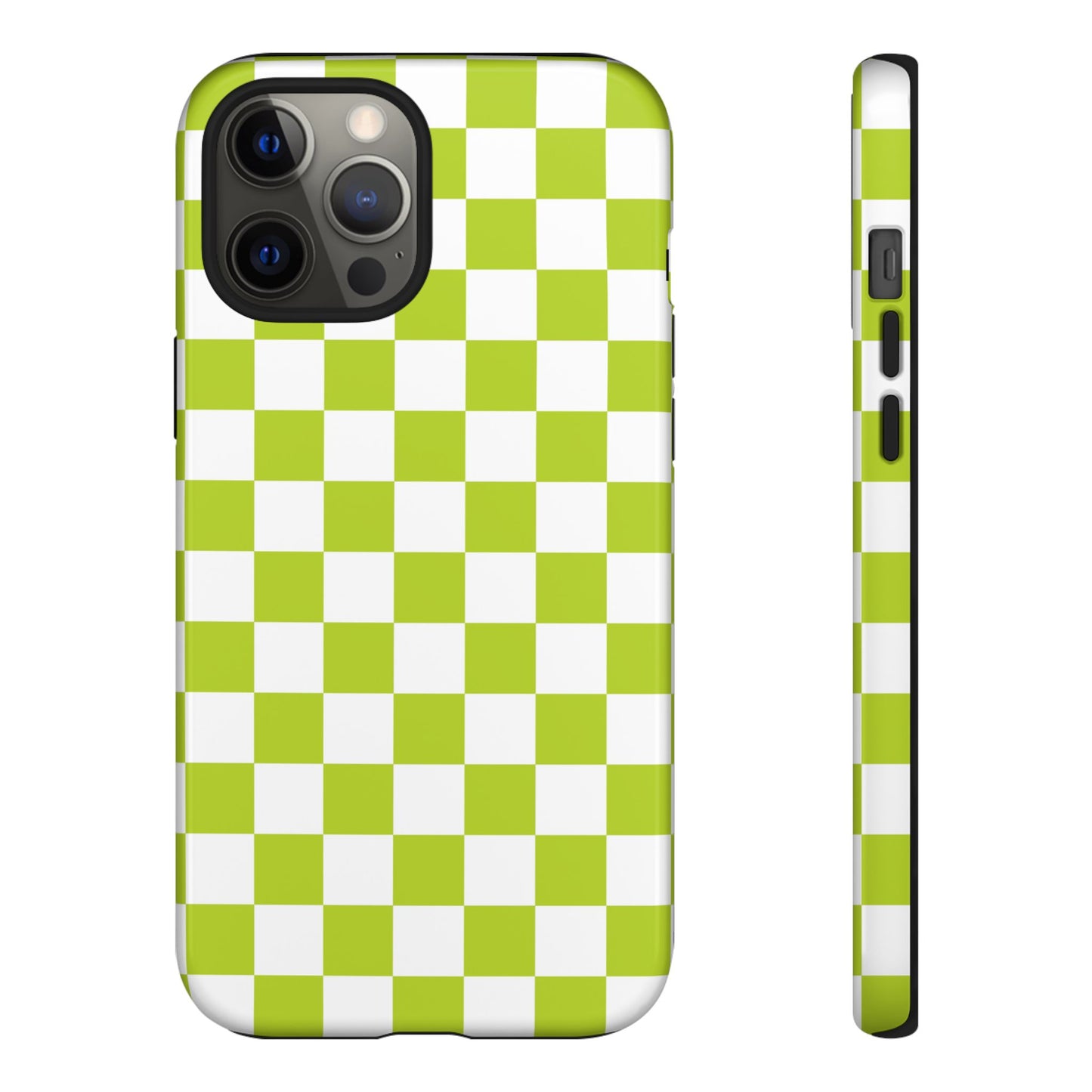 Lively Checker Pattern Phone Case | Tough Cases, Green Checkered Design, Unique Cell Phone Cover, Trendy Accessory, Gift Idea