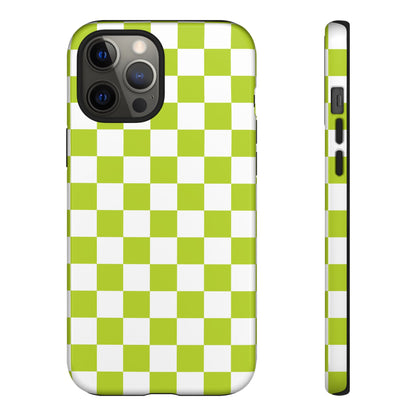 Lively Checker Pattern Phone Case | Tough Cases, Green Checkered Design, Unique Cell Phone Cover, Trendy Accessory, Gift Idea