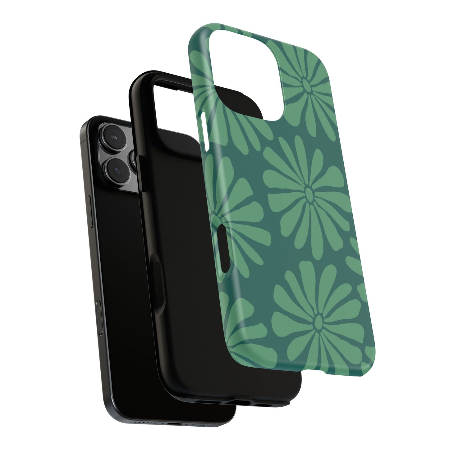 Stylish iPhone Case, Floral Phone Cover, Tough Phone Cases, Green Daisy Design, Unique Gift for Her, Spring Accessories
