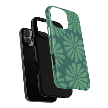 Stylish iPhone Case, Floral Phone Cover, Tough Phone Cases, Green Daisy Design, Unique Gift for Her, Spring Accessories