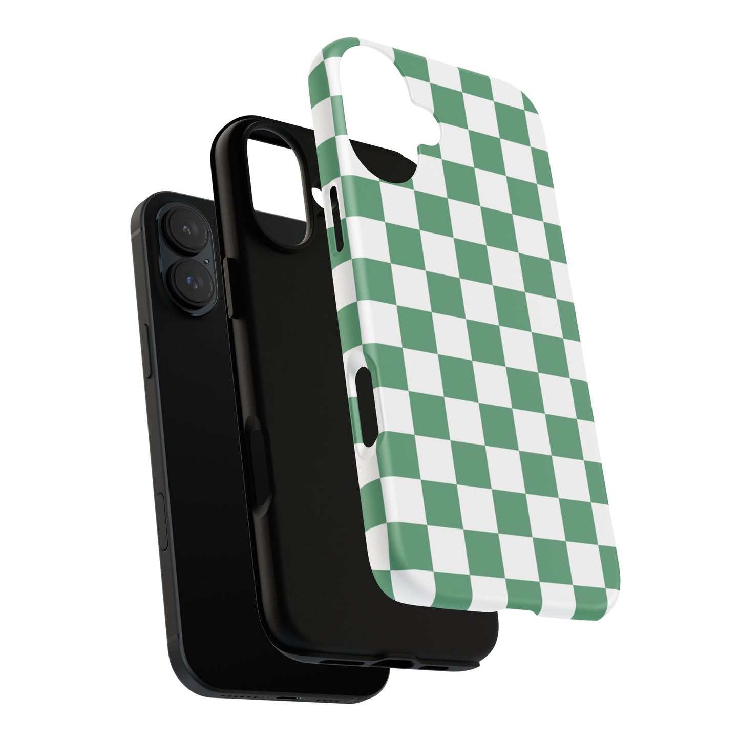 Stylish Phone Case - Green Checker Print, Trendy Phone Cover, Unique Gift, Modern Accessories, Eco-Friendly Case
