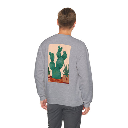 Cactus Art Crewneck Sweatshirt - Cozy unisex pullover, perfect for plant lovers, everyday wear, gifts for him/her, and casual outings