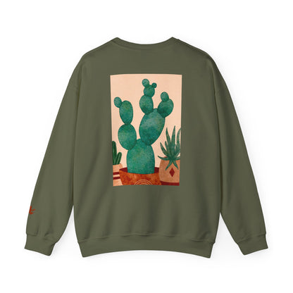 Cactus Art Crewneck Sweatshirt - Cozy unisex pullover, perfect for plant lovers, everyday wear, gifts for him/her, and casual outings