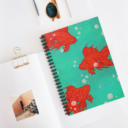 Colorful Fish Spiral Notebook - Perfect for Journaling, School Notes, Gift for Writers, Aqua Fish Design, Cute Stationery, Goldfish Art Journal