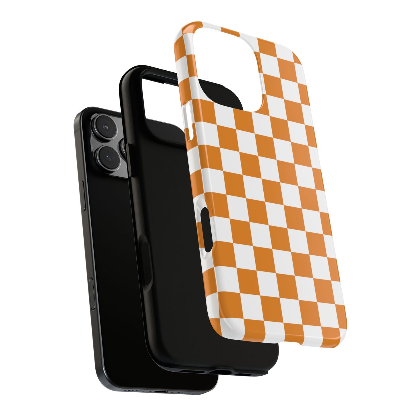 Orange Checkerboard Phone Case, Stylish Tough Cases for Protection, Gift for Friends, Trendy Cell Phone Accessories, Statement Tech Gear