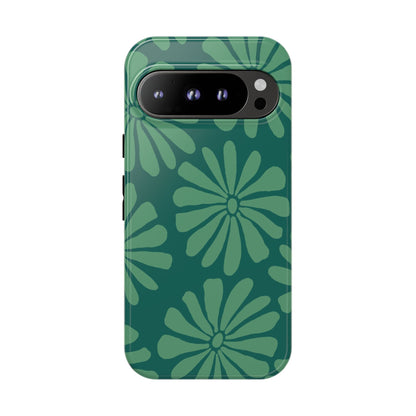 Stylish iPhone Case, Floral Phone Cover, Tough Phone Cases, Green Daisy Design, Unique Gift for Her, Spring Accessories