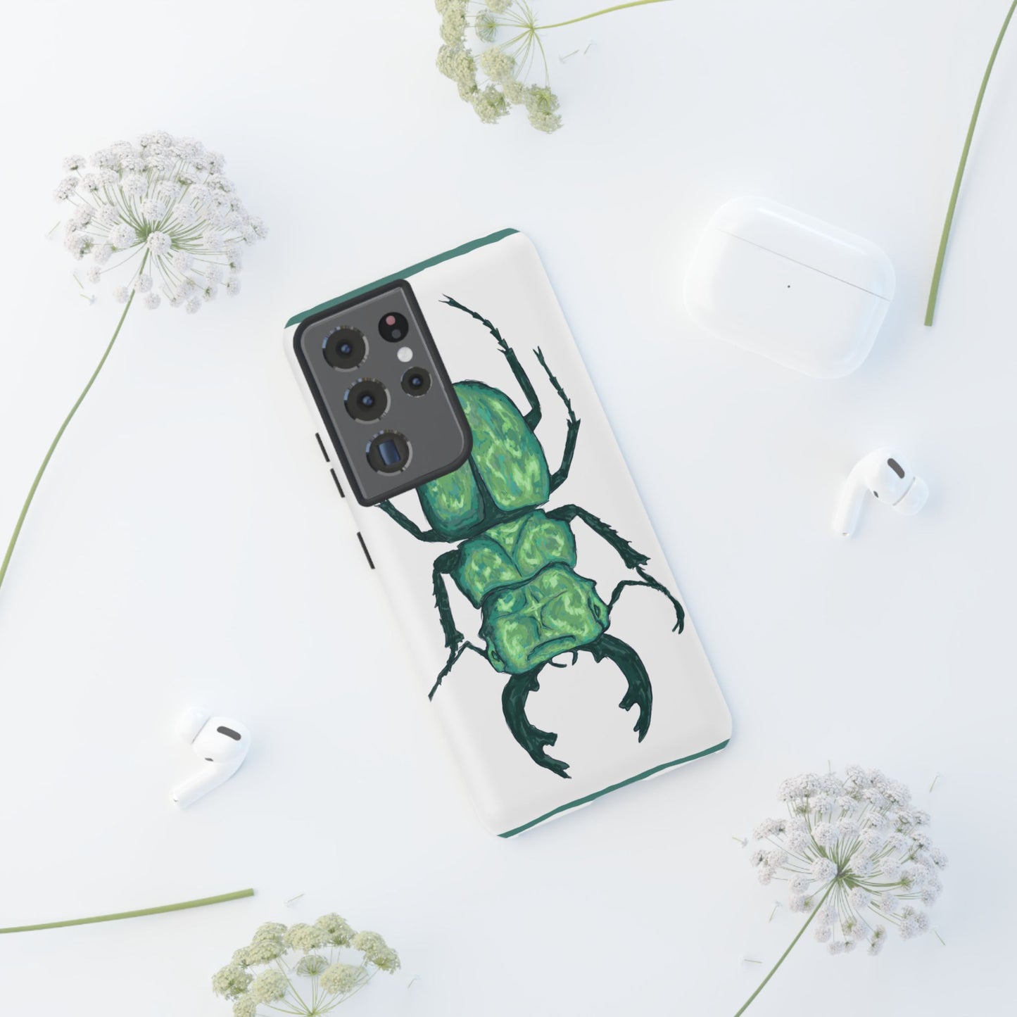 Green Beetle Phone Case - Tough Cases, Insect Lover Gift, Nature Lover Accessory, Unique Phone Cover, Eco-Friendly Design