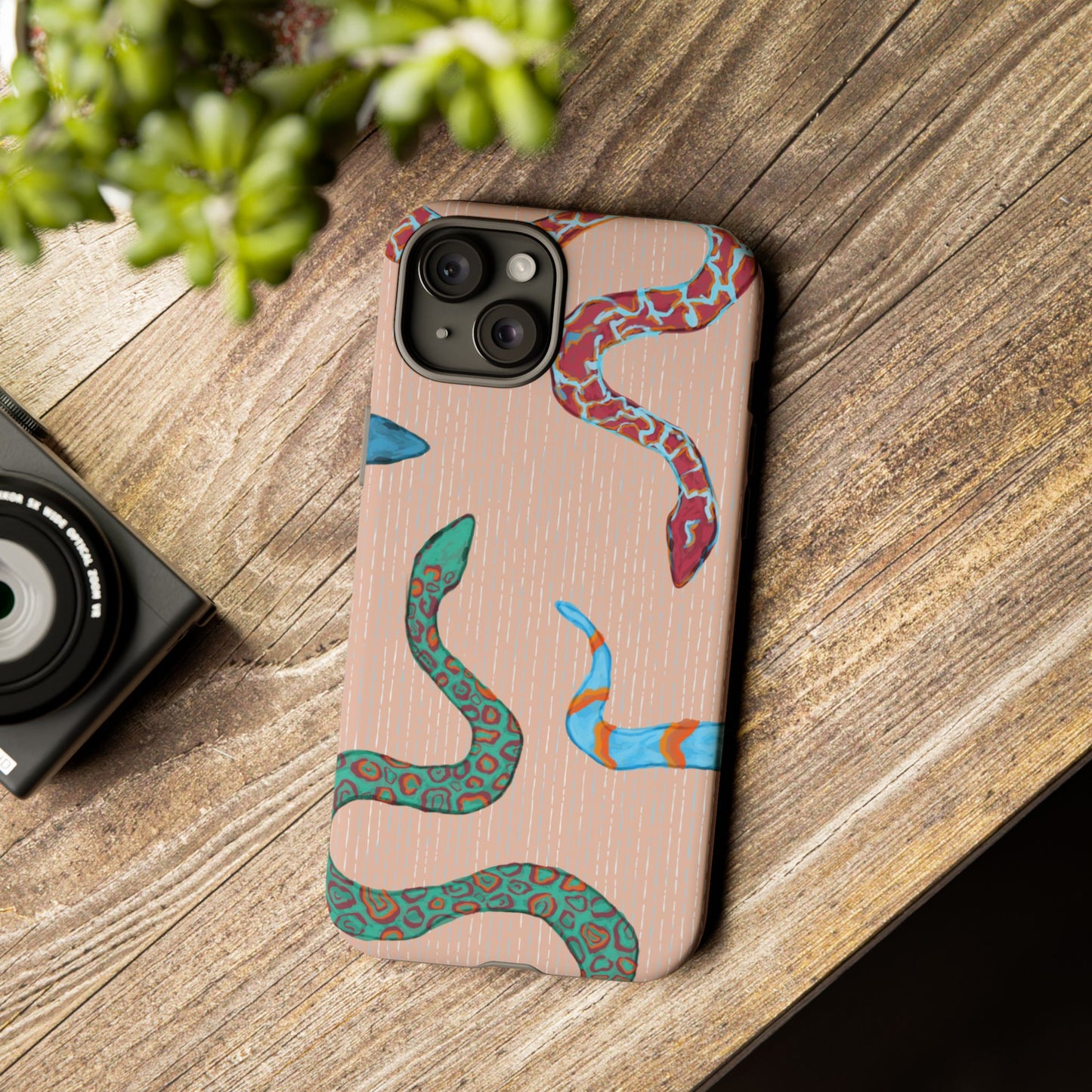 Colorful Snake Phone Case, Tough Phone Case, Unique Phone Cover, Animal Print Case, Gifts for Her, Trendy Accessories