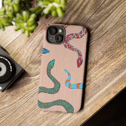 Colorful Snake Phone Case, Tough Phone Case, Unique Phone Cover, Animal Print Case, Gifts for Her, Trendy Accessories