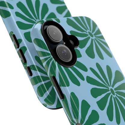 Stylish iPhone Case, Floral Phone Cover, Tough Phone Cases, Green Daisy Design, Unique Gift for Her, Spring Accessories