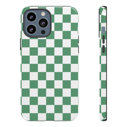 Stylish Phone Case - Green Checker Print, Trendy Phone Cover, Unique Gift, Modern Accessories, Eco-Friendly Case