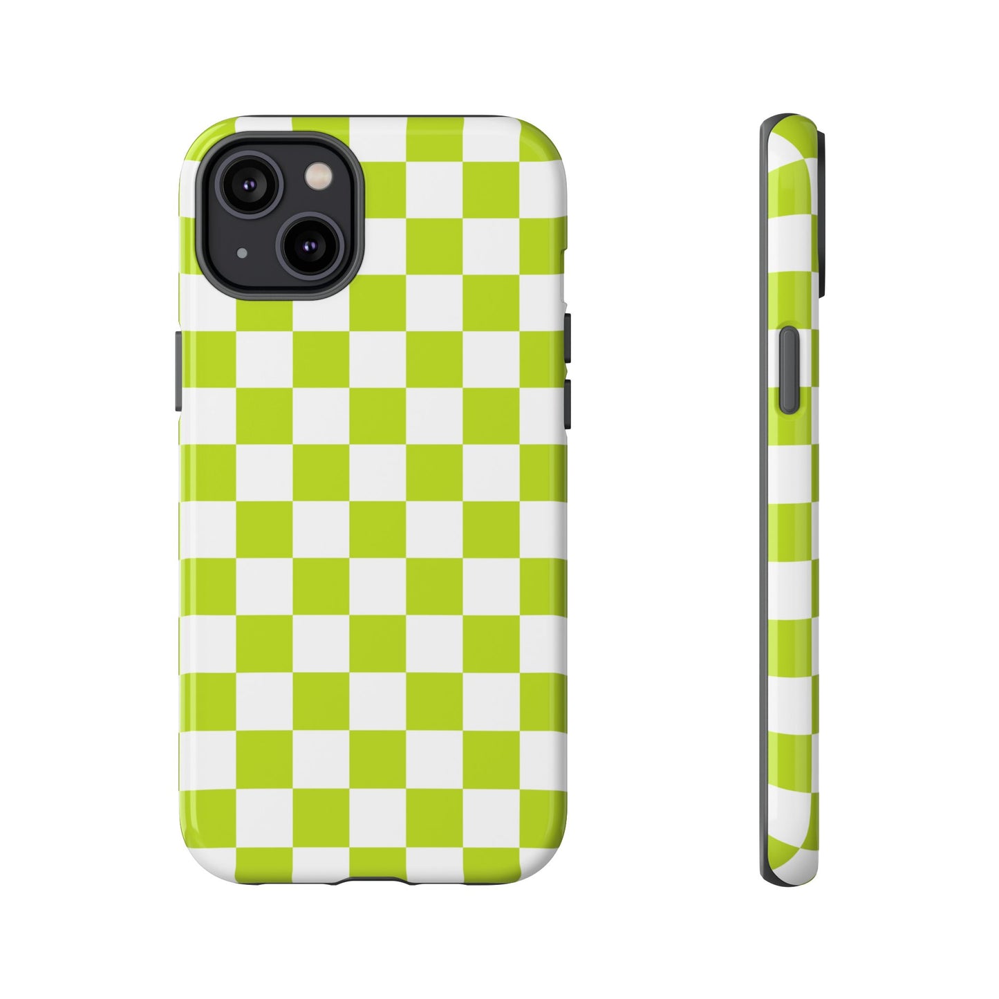Lively Checker Pattern Phone Case | Tough Cases, Green Checkered Design, Unique Cell Phone Cover, Trendy Accessory, Gift Idea