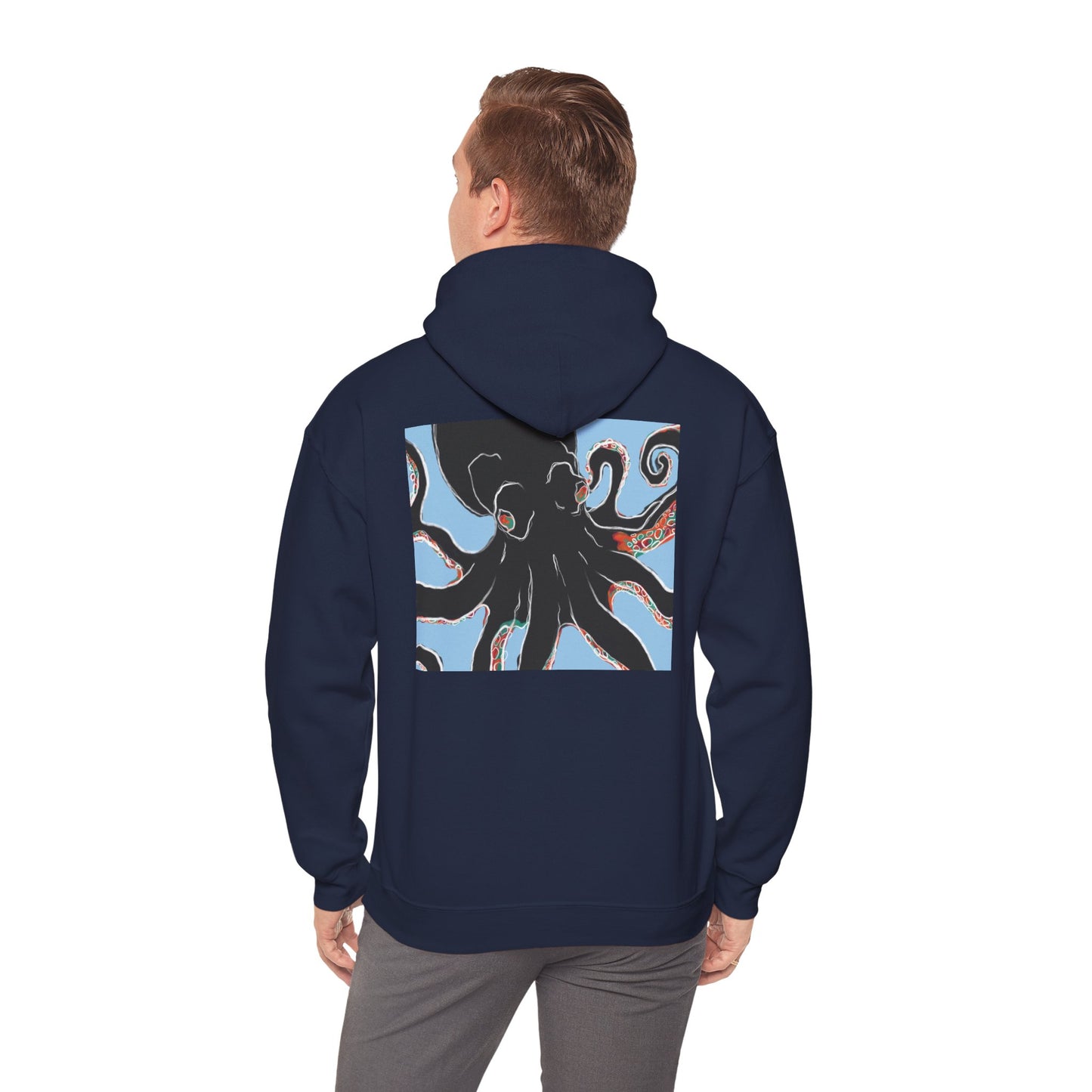 Zen Frog Octopus Unisex Heavy Blend Hooded Sweatshirt, Cozy Graphic Hoodie, Gift for Ocean Lovers, Unique Casual Wear, Relaxed Style