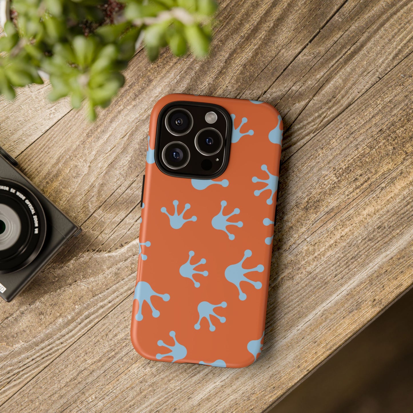Frog Print Phone Case - Tough Cases, Orange Frog Design, Unique Gift, Fun Accessories, Vibrant Phone Cases, Cool Cases