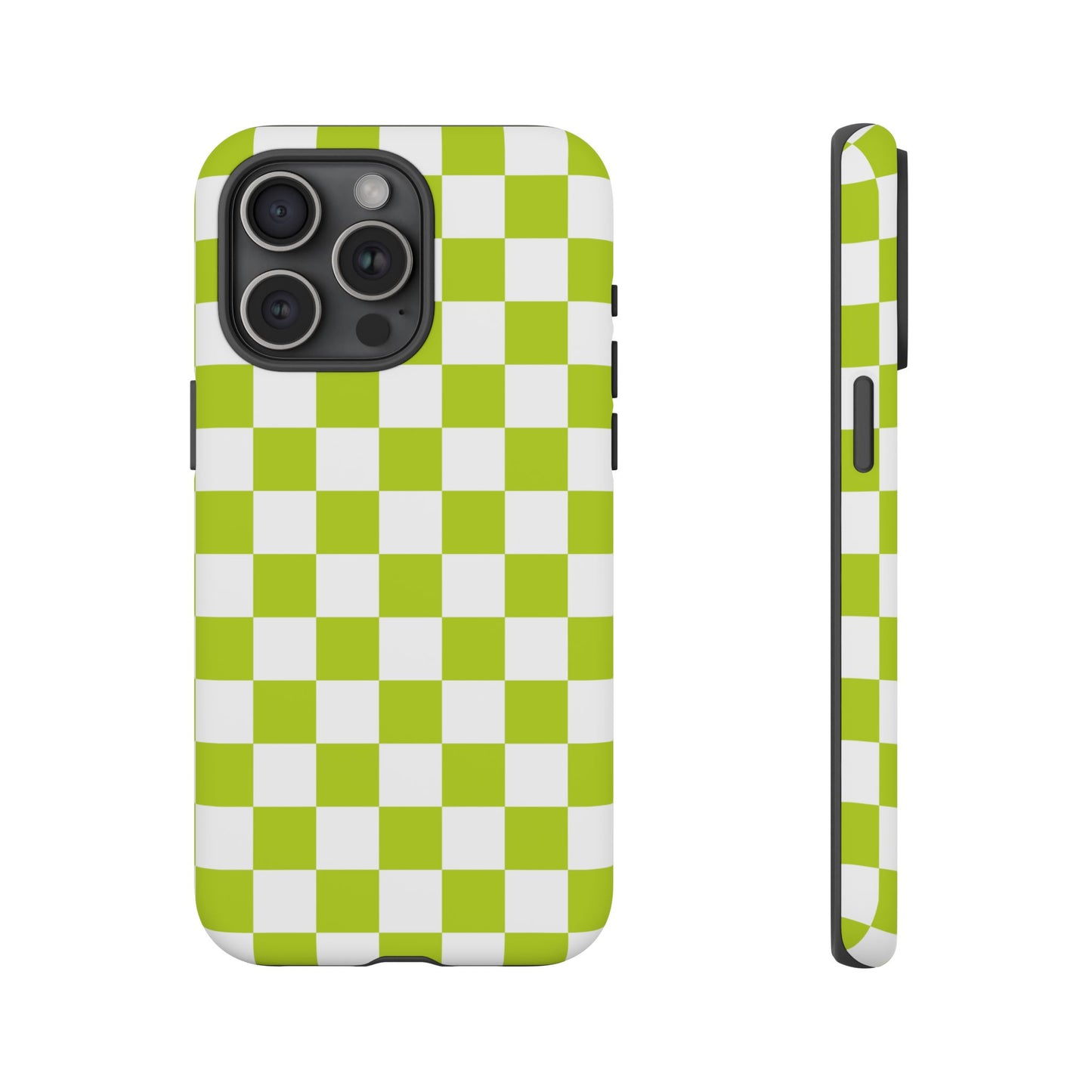 Lively Checker Pattern Phone Case | Tough Cases, Green Checkered Design, Unique Cell Phone Cover, Trendy Accessory, Gift Idea