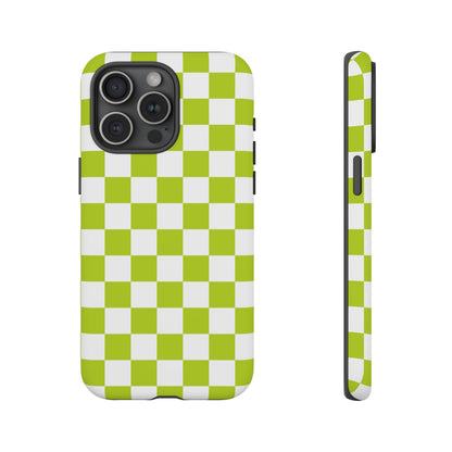 Lively Checker Pattern Phone Case | Tough Cases, Green Checkered Design, Unique Cell Phone Cover, Trendy Accessory, Gift Idea